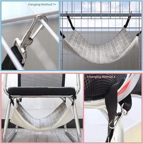 ComSaf Reversible Cat Hammock, Breathable Pet Cage Hammock with Adjustable Straps and Metal Hooks, Double-Sided Hanging Pet Hammock Bed for Cats, Ferret, Puppy, Other Small Animals, 22 x 18.5 inch in Saudi Arabia