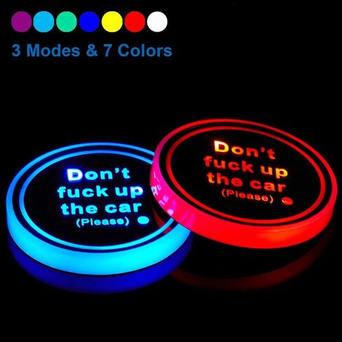 2PCS Led Cup Holder Lights Car Coasters 7 Colors Cup Pad USB Charging Mat for Drink Coaster Accessories Interior Decoration Atmosphere Light in Saudi Arabia