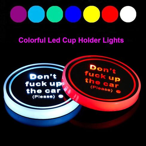 2PCS Led Cup Holder Lights Car Coasters 7 Colors Cup Pad USB Charging Mat for Drink Coaster Accessories Interior Decoration Atmosphere Light in Saudi Arabia