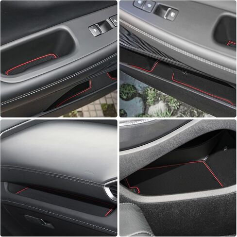 بطانات إدراج حامل أكواب Auovo متوافقة مع ملحقات Hyundai Santa Fe 2020 2021 2022 2023 سجادات مضادة للغبار وحدة التحكم المركزية وأكواب الأكواب وجيب الباب 15 قطعة (أحمر) in Saudi Arabia
