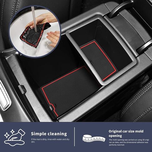 بطانات إدراج حامل أكواب Auovo متوافقة مع ملحقات Hyundai Santa Fe 2020 2021 2022 2023 سجادات مضادة للغبار وحدة التحكم المركزية وأكواب الأكواب وجيب الباب 15 قطعة (أحمر) in Saudi Arabia