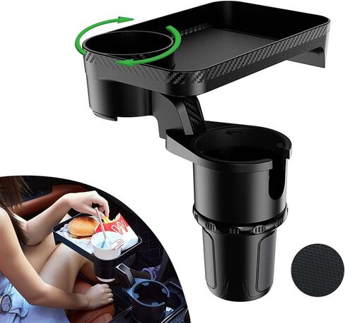PACEWALKER cup holder Tray for Car Expander with Tray Multifunctional Tray 360° Rotating Table & Adjustable Base with Yeti 20/26/30 oz Hydro Flasks 32/40 oz Camelbak 32/40 oz in Saudi Arabia