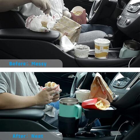 PACEWALKER cup holder Tray for Car Expander with Tray Multifunctional Tray 360° Rotating Table & Adjustable Base with Yeti 20/26/30 oz Hydro Flasks 32/40 oz Camelbak 32/40 oz in Saudi Arabia