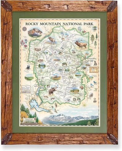 Rocky Mountain National Park Hand-Drawn Map Poster - Authentic 18x24 Inch Vintage-Style Wall Art - Lithographic Print with Soy-Based Inks - Unique Gift for History Buffs, Travelers, Teachers, or Home Decor - All-Ages - Made In USA in Saudi Arabia