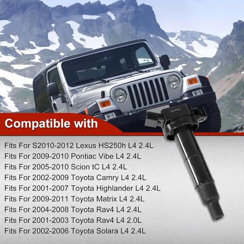 4pcs UF333 Ignition Coil Pack Fits for Lexus H2250h Pontiac Vibe Scion tC Toyota Camry Corolla Matrix L4 2.4L 2005 2006 2007 2008 2009 2010 2011 2012 OE# UF333 90919-19023 90919-02266 in Saudi Arabia