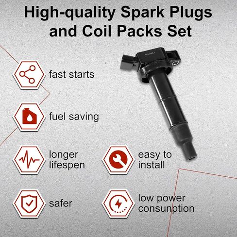 4pcs UF333 Ignition Coil Pack Fits for Lexus H2250h Pontiac Vibe Scion tC Toyota Camry Corolla Matrix L4 2.4L 2005 2006 2007 2008 2009 2010 2011 2012 OE# UF333 90919-19023 90919-02266 in Saudi Arabia