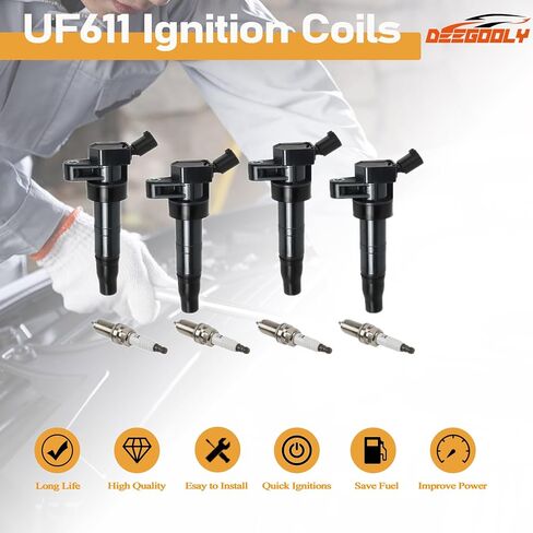 4 قطع من ملفات الإشعال UF-611 وشمعات إشعال إيريديوم متوافقة مع هيونداي سوناتا (MFI)، توسان، جينيسيس، إكوس وكيا أوبتيما فورتي فورتي 5 سبورتاج روندو 2.0 لتر 2.4 لتر in Saudi Arabia
