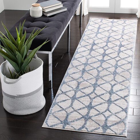 SAFAVIEH Amelia Collection Accent Rug - 4' x 6', Grey & Blue, Geometric Design, Non-Shedding & Easy Care, Ideal for High Traffic Areas in Entryway, Living Room, Bedroom (ALA792F) in Saudi Arabia