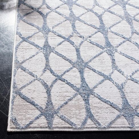 SAFAVIEH Amelia Collection Accent Rug - 4' x 6', Grey & Blue, Geometric Design, Non-Shedding & Easy Care, Ideal for High Traffic Areas in Entryway, Living Room, Bedroom (ALA792F) in Saudi Arabia