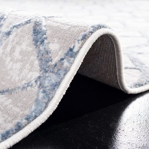 SAFAVIEH Amelia Collection Accent Rug - 4' x 6', Grey & Blue, Geometric Design, Non-Shedding & Easy Care, Ideal for High Traffic Areas in Entryway, Living Room, Bedroom (ALA792F) in Saudi Arabia