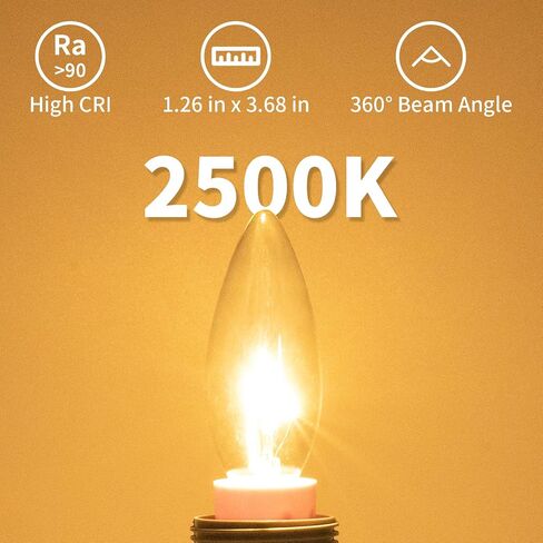 12-Pack E12 Incandescent Candle Light Bulbs 40W Warm White 2500K, 380 Lumen Dimmable Chandelier Light Bulbs for Ceiling Fan, Pendants or Outdoor, B10 Clear Candelabra Base Bulbs in Saudi Arabia