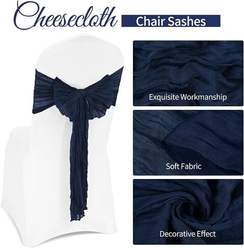 36 Pcs Purple Cheesecloth Chair Sashes, 16 x 108 inch Rustic Gauze Chair Ribbon Ties Back Bows Fabric Washable Chair Sashes Bows Boho for Wedding Bridal Baby Shower Restaurant Chair Decor in Saudi Arabia