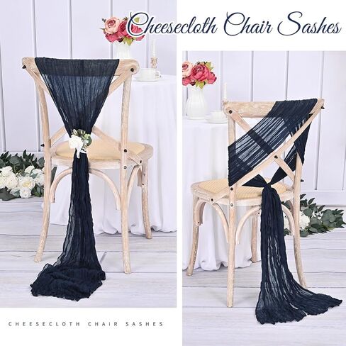 36 Pcs Purple Cheesecloth Chair Sashes, 16 x 108 inch Rustic Gauze Chair Ribbon Ties Back Bows Fabric Washable Chair Sashes Bows Boho for Wedding Bridal Baby Shower Restaurant Chair Decor in Saudi Arabia