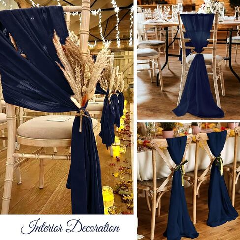 36 Pcs Purple Cheesecloth Chair Sashes, 16 x 108 inch Rustic Gauze Chair Ribbon Ties Back Bows Fabric Washable Chair Sashes Bows Boho for Wedding Bridal Baby Shower Restaurant Chair Decor in Saudi Arabia