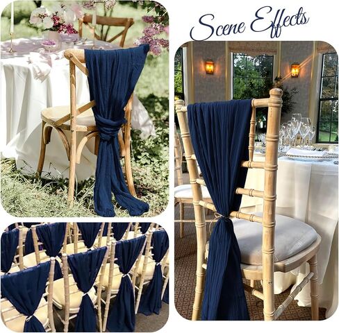 36 Pcs Purple Cheesecloth Chair Sashes, 16 x 108 inch Rustic Gauze Chair Ribbon Ties Back Bows Fabric Washable Chair Sashes Bows Boho for Wedding Bridal Baby Shower Restaurant Chair Decor in Saudi Arabia
