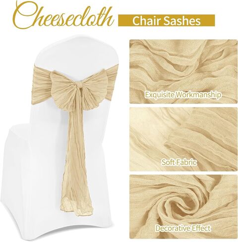 36 Pcs Purple Cheesecloth Chair Sashes, 16 x 108 inch Rustic Gauze Chair Ribbon Ties Back Bows Fabric Washable Chair Sashes Bows Boho for Wedding Bridal Baby Shower Restaurant Chair Decor in Saudi Arabia