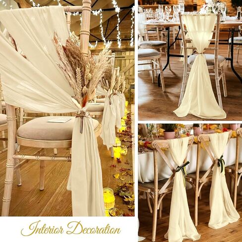 36 Pcs Purple Cheesecloth Chair Sashes, 16 x 108 inch Rustic Gauze Chair Ribbon Ties Back Bows Fabric Washable Chair Sashes Bows Boho for Wedding Bridal Baby Shower Restaurant Chair Decor in Saudi Arabia