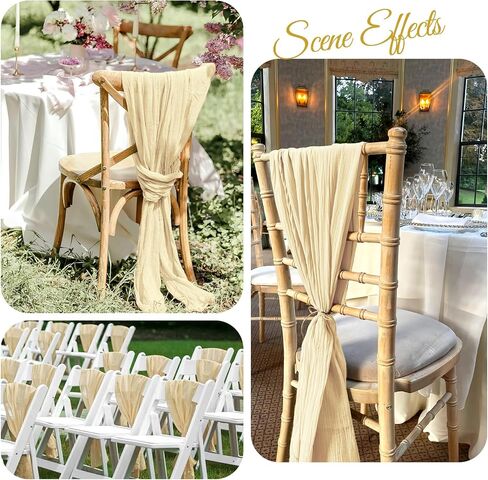 36 Pcs Purple Cheesecloth Chair Sashes, 16 x 108 inch Rustic Gauze Chair Ribbon Ties Back Bows Fabric Washable Chair Sashes Bows Boho for Wedding Bridal Baby Shower Restaurant Chair Decor in Saudi Arabia