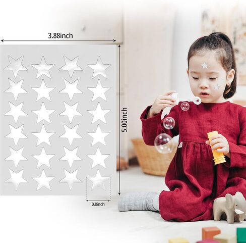 0.8" Diameter Silver Star Stickers - 720 Pcs, 30 Sheets - Reward Stickers for Children, Ideal for Reward Charts and More (720 Pieces, Silver) in Saudi Arabia