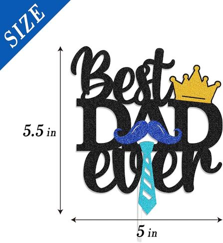Happy Father’s Day Cake Topper Best Dad Ever Cake Decoration We Love You Daddy Father’s Day Theme Happy Father’s Day Festival Party Supplies Glitter Black in Saudi Arabia