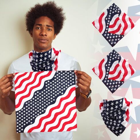 Patriotic American Flag Sports Sweatband Headbands Set for Kids Men Women,4th of July Independence Day Headband Wristband Decorations Included American Flag Headbands Wristbands Square USA Bandana in Kuwait