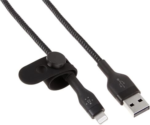 Belkin BoostCharge Pro Flex Braided USB Type A to Lightning Cable (1M/3.3FT), MFi Certified Charging Cable for iPhone 13, 12, 11, Pro, Max, Mini, SE, iPad and More, 2-Pack, Black in Saudi Arabia