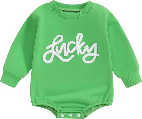 ملابس DuAnyozu St Patrick's Day للأطفال الأولاد والبنات، سترة بأكمام طويلة محظوظة، بدلة رومبير كبيرة الحجم، ملابس ربيعية للرضع in Kuwait