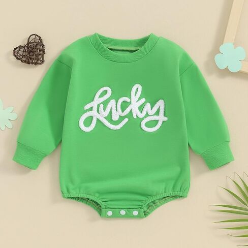 ملابس DuAnyozu St Patrick's Day للأطفال الأولاد والبنات، سترة بأكمام طويلة محظوظة، بدلة رومبير كبيرة الحجم، ملابس ربيعية للرضع in Kuwait