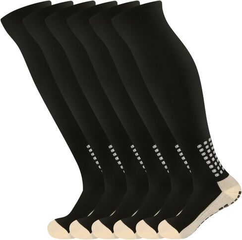 Men's grip Soccer Socks Anti Slip Knee Socks Non Slip Grip Pads for Football Basketball Sports Socks, 1/2/3 Pair in Saudi Arabia