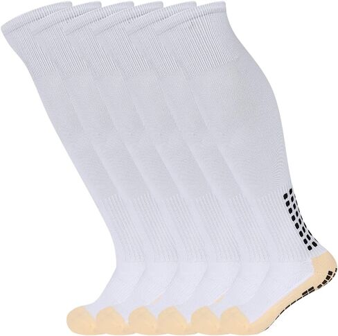 Men's grip Soccer Socks Anti Slip Knee Socks Non Slip Grip Pads for Football Basketball Sports Socks, 1/2/3 Pair in Saudi Arabia