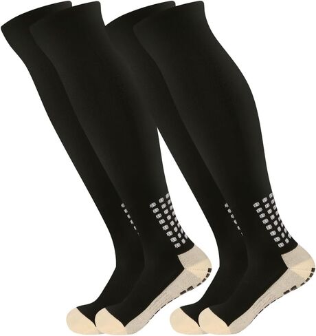 Men's grip Soccer Socks Anti Slip Knee Socks Non Slip Grip Pads for Football Basketball Sports Socks, 1/2/3 Pair in Saudi Arabia