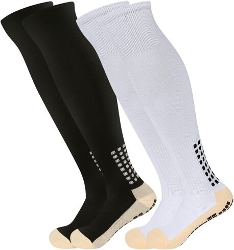 Men's grip Soccer Socks Anti Slip Knee Socks Non Slip Grip Pads for Football Basketball Sports Socks, 1/2/3 Pair in Saudi Arabia