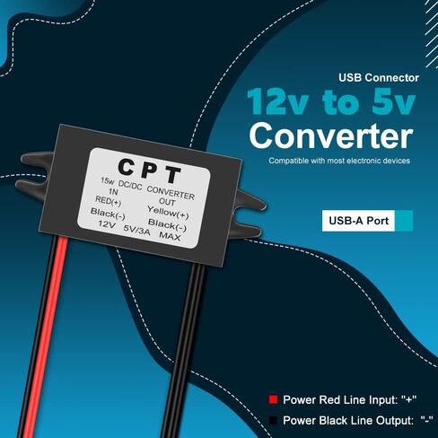 محول EXTRACTME DC 12 فولت إلى 5 فولت 3 أمبير 15 واط تيار مستمر USB وحدة محول باك، تيار مستمر إلى منظم تيار مستمر محول طاقة السيارة مع 2 محول طاقة مخرج USB in Kuwait