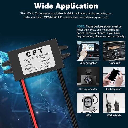 محول EXTRACTME DC 12 فولت إلى 5 فولت 3 أمبير 15 واط تيار مستمر USB وحدة محول باك، تيار مستمر إلى منظم تيار مستمر محول طاقة السيارة مع 2 محول طاقة مخرج USB in Kuwait