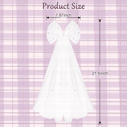 Wedding Bow-Knot Veil White Pearl Hair Clip Bridal Veils Bachelorette Party Hair Accessories for Women and Girls Bridal Shower Gift in Kuwait