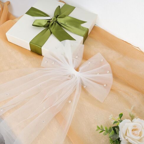 Wedding Bow-Knot Veil White Pearl Hair Clip Bridal Veils Bachelorette Party Hair Accessories for Women and Girls Bridal Shower Gift in Kuwait