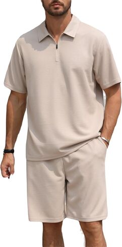 ZPB Men's Polo Shirt and Shorts Set Summer Outfits tracksuit Fashion Casual Short Sleeve Polo Suit for Men 2 Piece Short Set in Saudi Arabia