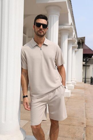 ZPB Men's Polo Shirt and Shorts Set Summer Outfits tracksuit Fashion Casual Short Sleeve Polo Suit for Men 2 Piece Short Set in Saudi Arabia
