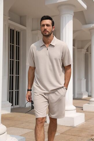 ZPB Men's Polo Shirt and Shorts Set Summer Outfits tracksuit Fashion Casual Short Sleeve Polo Suit for Men 2 Piece Short Set in Saudi Arabia