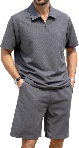 ZPB Men's Polo Shirt and Shorts Set Summer Outfits tracksuit Fashion Casual Short Sleeve Polo Suit for Men 2 Piece Short Set in Saudi Arabia