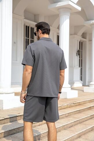 ZPB Men's Polo Shirt and Shorts Set Summer Outfits tracksuit Fashion Casual Short Sleeve Polo Suit for Men 2 Piece Short Set in Saudi Arabia