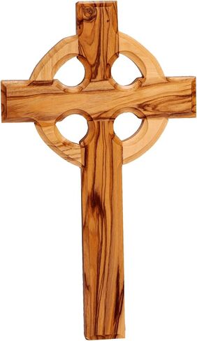 Carved Celtic Irish Wall Cross Bible Olive Wood Handmade from Holy Land Jesus Jerusalem Blessed Christian Souvenir Gift Decor Ornament 6,5" in Saudi Arabia
