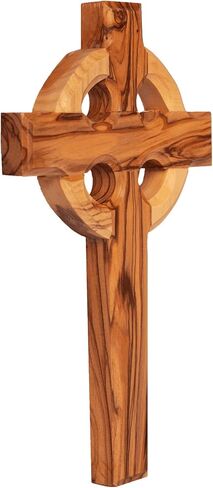 Carved Celtic Irish Wall Cross Bible Olive Wood Handmade from Holy Land Jesus Jerusalem Blessed Christian Souvenir Gift Decor Ornament 6,5" in Saudi Arabia