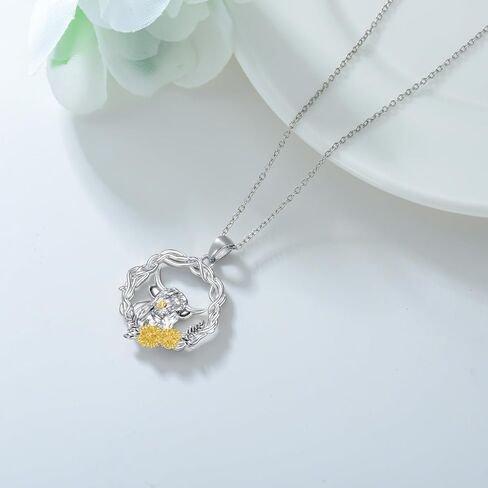 LONAGO Highland Cow Necklace Silver Cow Pendant Necklace with Sunflower Gift for Women Girl in Kuwait