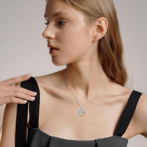 LONAGO Highland Cow Necklace Silver Cow Pendant Necklace with Sunflower Gift for Women Girl in Kuwait