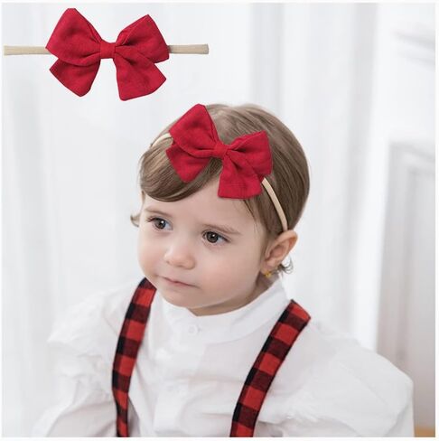 20PCS Baby Headbands Baby Girls Bows Hairbands Soft Nylon Elastic Handmade Baby Bows Hair Accessories for Newborns Infants Toddlers and Kids (A) in Kuwait