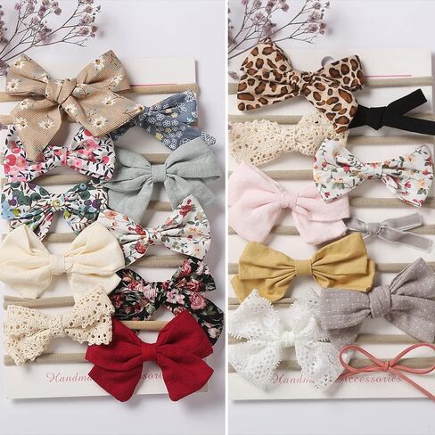 20PCS Baby Headbands Baby Girls Bows Hairbands Soft Nylon Elastic Handmade Baby Bows Hair Accessories for Newborns Infants Toddlers and Kids (A) in Kuwait