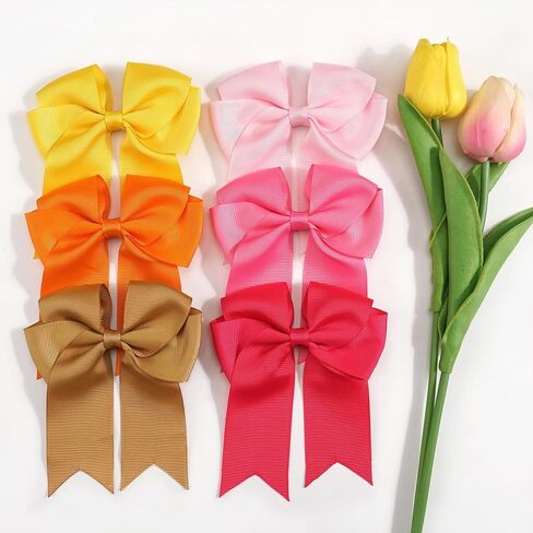 فيونكات شعر مقاس 15.24 سم للفتيات من إكسسوارات شعر الأطفال الصغار بشريط Grosgrain مع مشابك التمساح in Kuwait