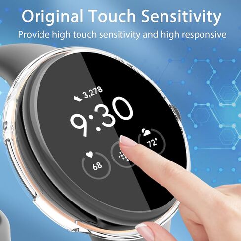 [4 Pack] Case for Google Pixel Watch Screen Protector, Soft TPU Full Around Protective Cover Bumper Google Pixel Watch Accessories (Black/Rose Gold/Rose Pink/Silver) in Saudi Arabia