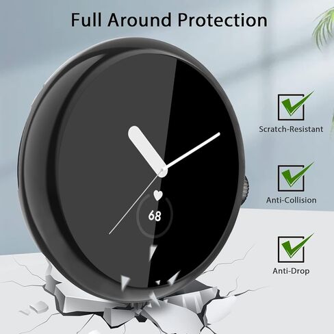 [4 Pack] Case for Google Pixel Watch Screen Protector, Soft TPU Full Around Protective Cover Bumper Google Pixel Watch Accessories (Black/Rose Gold/Rose Pink/Silver) in Saudi Arabia